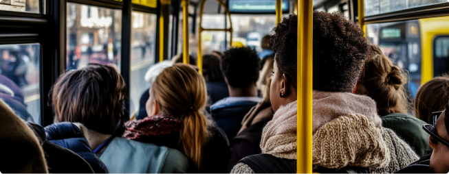 Leeds 67 Crowded bus interior with passengers